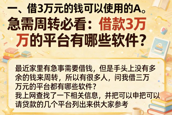急需周转必看：借款3万的平台有哪些软件？整理了这些
