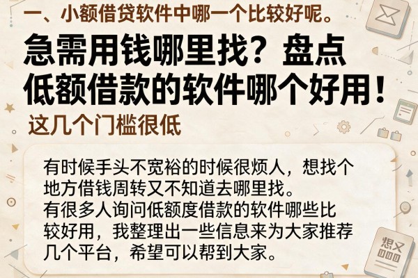 急需用钱哪里找？盘点低额借款的软件哪个好用，这几个门槛很低