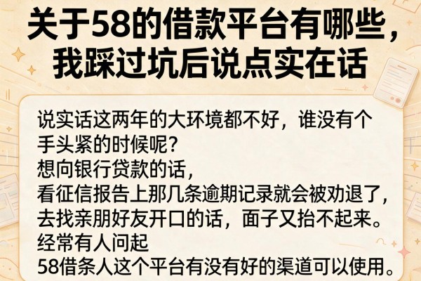 关于58的借款平台有哪些，我踩过坑后说点实在话