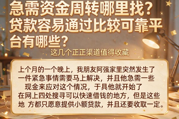 急需资金周转哪里找？贷款容易通过比较可靠平台有哪些？这几个正规渠道值得收藏