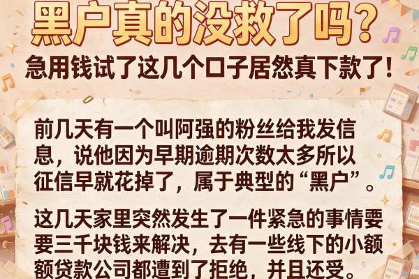 黑户真的没救了吗？急用钱试了这几个口子居然真下款了！