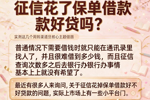 征信花了保单借款好贷吗？实测这几个周转渠道