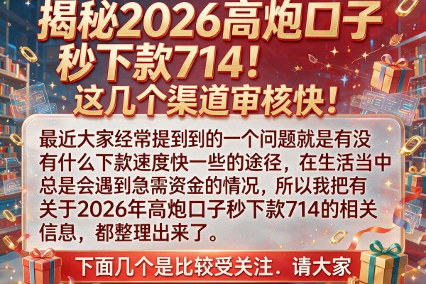 揭秘2026高炮口子秒下款714，这几个渠道审核快