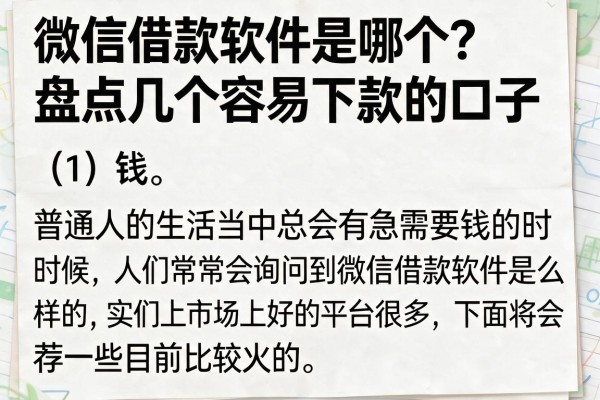 微信借款软件是哪个？盘点几个容易下款的口子
