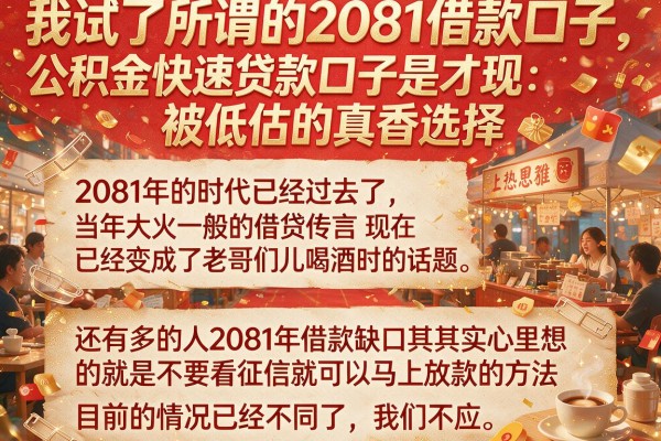 我试了所谓的2081借款口子，发现公积金快速贷款口子才是被低估的真香选择