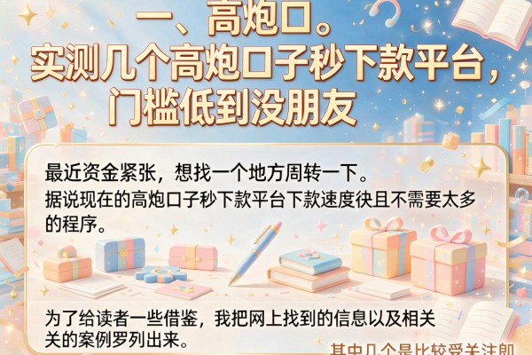 实测几个高炮口子秒下款平台，门槛低到没朋友