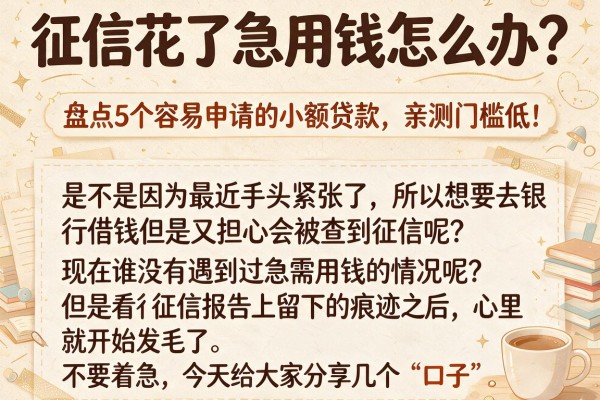 征信花了急用钱怎么办？盘点5个容易申请的小额贷款，亲测门槛低！