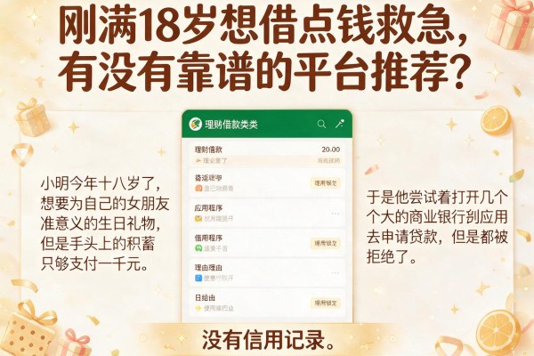 刚满18岁想借点钱救急，有没有靠谱的平台推荐？