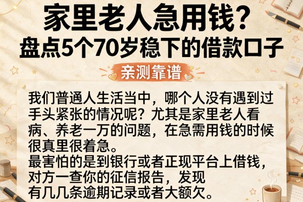 家里老人急用钱？盘点5个70岁稳下的借款口子，亲测靠谱