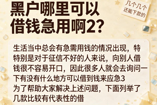 黑户哪里可以借钱急用啊2？整理了几个还能下款的口子