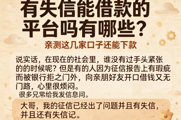 有失信能借款的平台吗有哪些？亲测这几家口子还能下款
