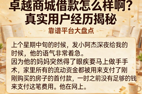 卓越商城借款怎么样啊？真实用户经历揭秘，靠谱平台大盘点