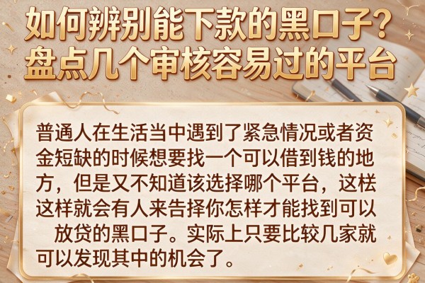 如何辨别能下款的黑口子？盘点几个审核容易过的平台