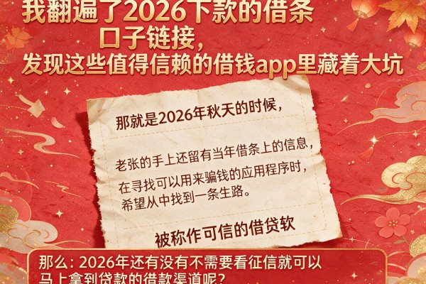 我翻遍了2026下款的借条口子链接，发现这些值得信赖的借钱app里藏着大坑