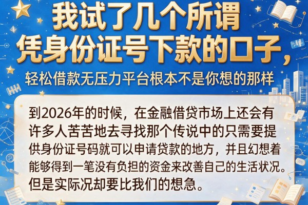 我试了几个所谓凭身份证号下款的口子，结果发现轻松借款无压力平台根本不是你想的那样