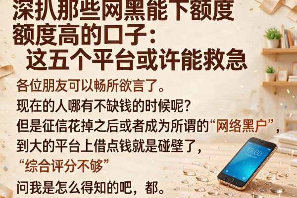 深扒那些网黑能下额度高的口子：这五个平台或许能救急