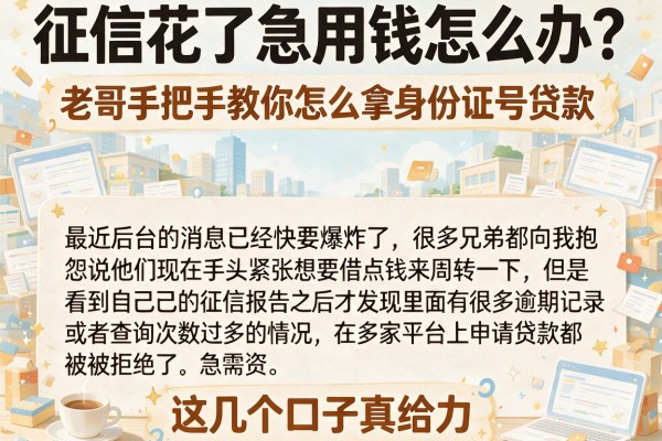 征信花了急用钱怎么办？老哥手把手教你怎么拿身份证号贷款，这几个口子真给力