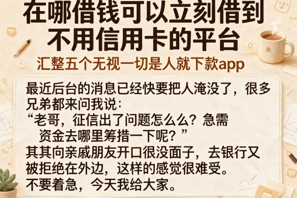 在哪借钱可以立刻借到不用信用卡的平台，汇整五个无视一切是人就下款app