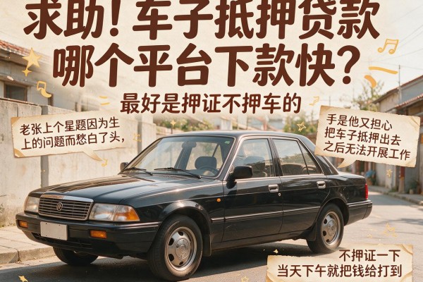 求助！车子抵押贷款哪个平台下款快？最好是押证不押车的