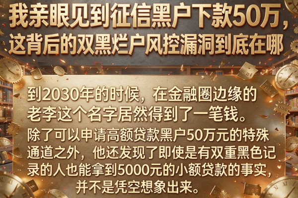 我亲眼见到征信黑户下款50万，这背后的双黑烂户风控漏洞到底在哪