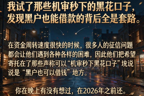 我试了那些机审秒下的黑花口子，发现黑户也能借款的背后全是套路