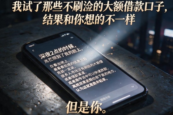 我试了那些不刷脸的大额借款口子，结果和你想的不一样