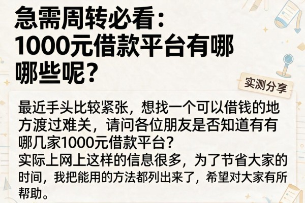急需周转必看：1000元借款平台有哪些呢？实测分享