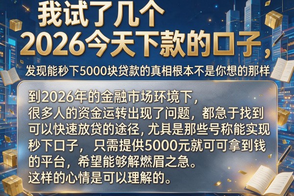 我试了几个2026今天下款的口子，发现能秒下5000块贷款的真相根本不是你想的那样
