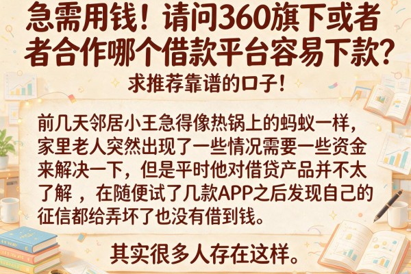 急需用钱！请问360旗下或者合作哪个借款平台容易下款？求推荐靠谱的口子！