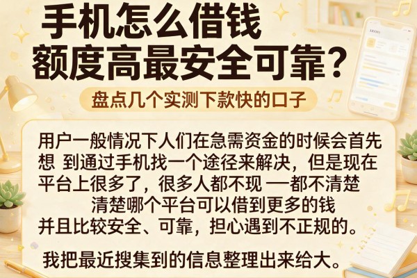 手机怎么借钱额度高最安全可靠？盘点几个实测下款快的口子