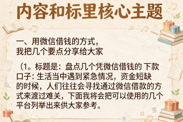 盘点几个凭微信借钱的口子，审核宽松下款快