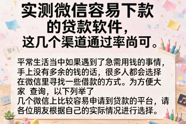实测微信容易下款的贷款软件，这几个渠道通过率尚可