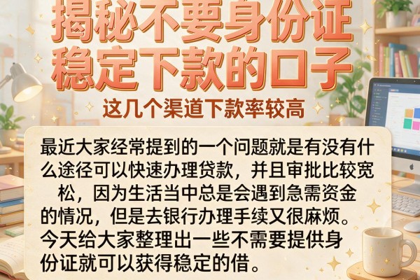 揭秘不要身份证稳定下款的口子，这几个渠道下款率较高