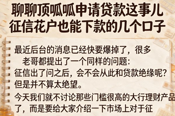 聊聊顶呱呱申请贷款这事儿，征信花户也能下款的几个口子