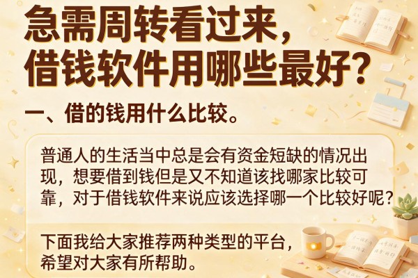 急需周转看过来，借钱软件用哪些最好？整理两款靠谱的
