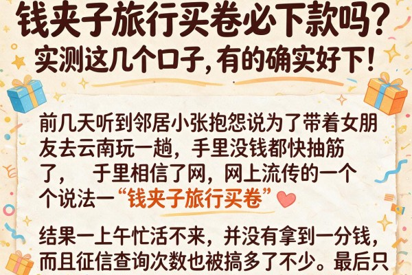 钱夹子旅行买卷必下款吗?实测这几个口子,有的确实好下!