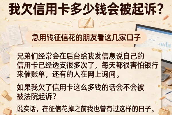 我欠信用卡多少钱会被起诉？急用钱征信花的朋友看这几家口子