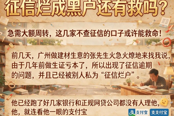 征信烂成黑户还有救吗？急需大额周转，这几家不查征信的口子或许能救命！