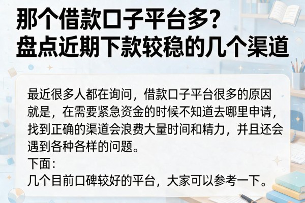 那个借款口子平台多？盘点近期下款较稳的几个渠道