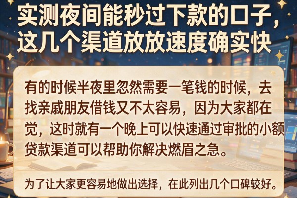 实测夜间能秒过下款的口子，这几个渠道放款速度确实快