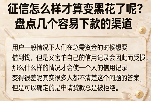 征信怎么样才算变黑花了呢？盘点几个容易下款的渠道