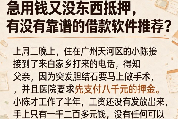 急用钱又没东西抵押，有没有靠谱的借款软件推荐？