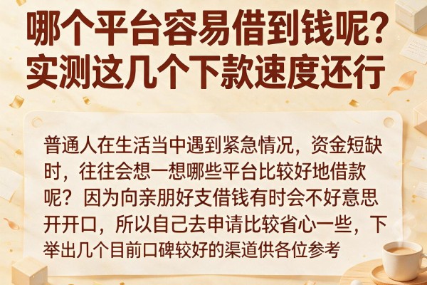 哪个平台容易借到钱昵？实测这几个下款速度还行