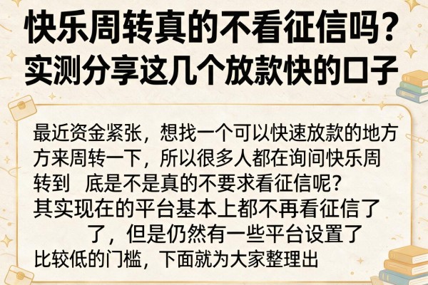 快乐周转真的不看征信吗？实测分享这几个放款快的口子