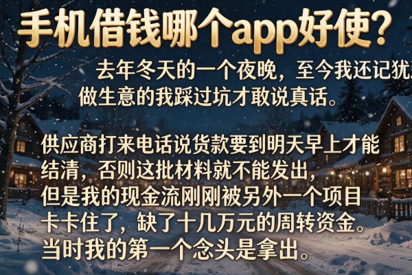 手机借钱哪个app好使？做生意的我踩过坑才敢说真话
