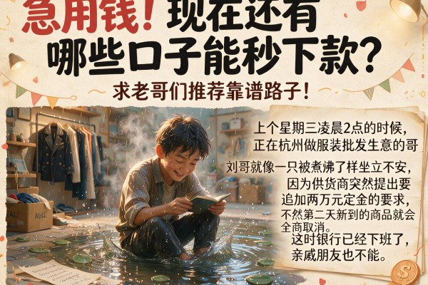 急用钱！现在还有哪些口子能秒下款？求老哥们推荐靠谱路子！