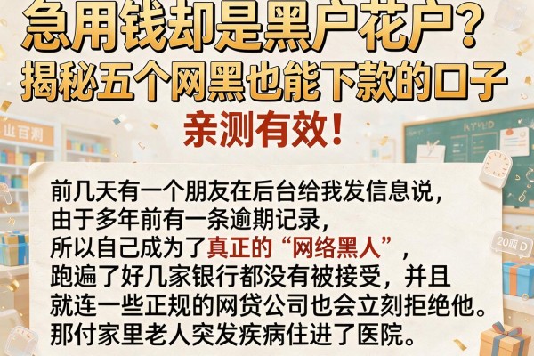 急用钱却是黑户花户？揭秘五个网黑也能下款的口子，亲测有效！