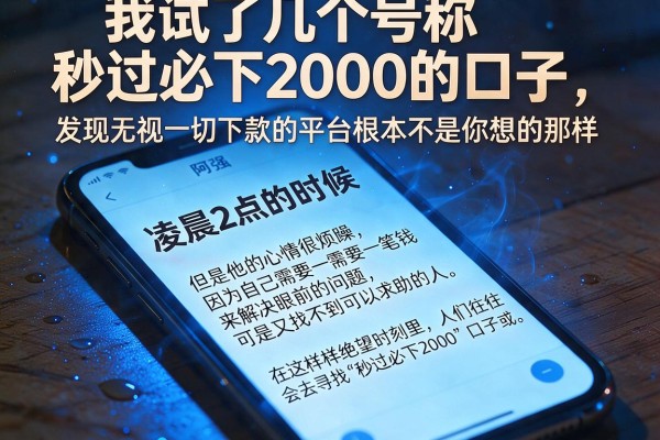 我试了几个号称秒过必下2000的口子，发现无视一切下款的平台根本不是你想的那样