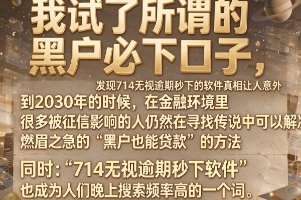 我试了所谓的黑户必下口子，发现714无视逾期秒下的软件真相让人意外