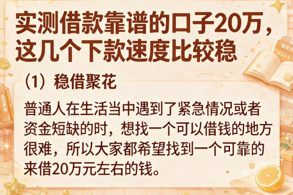 实测借款靠谱的口子20万，这几个下款速度比较稳